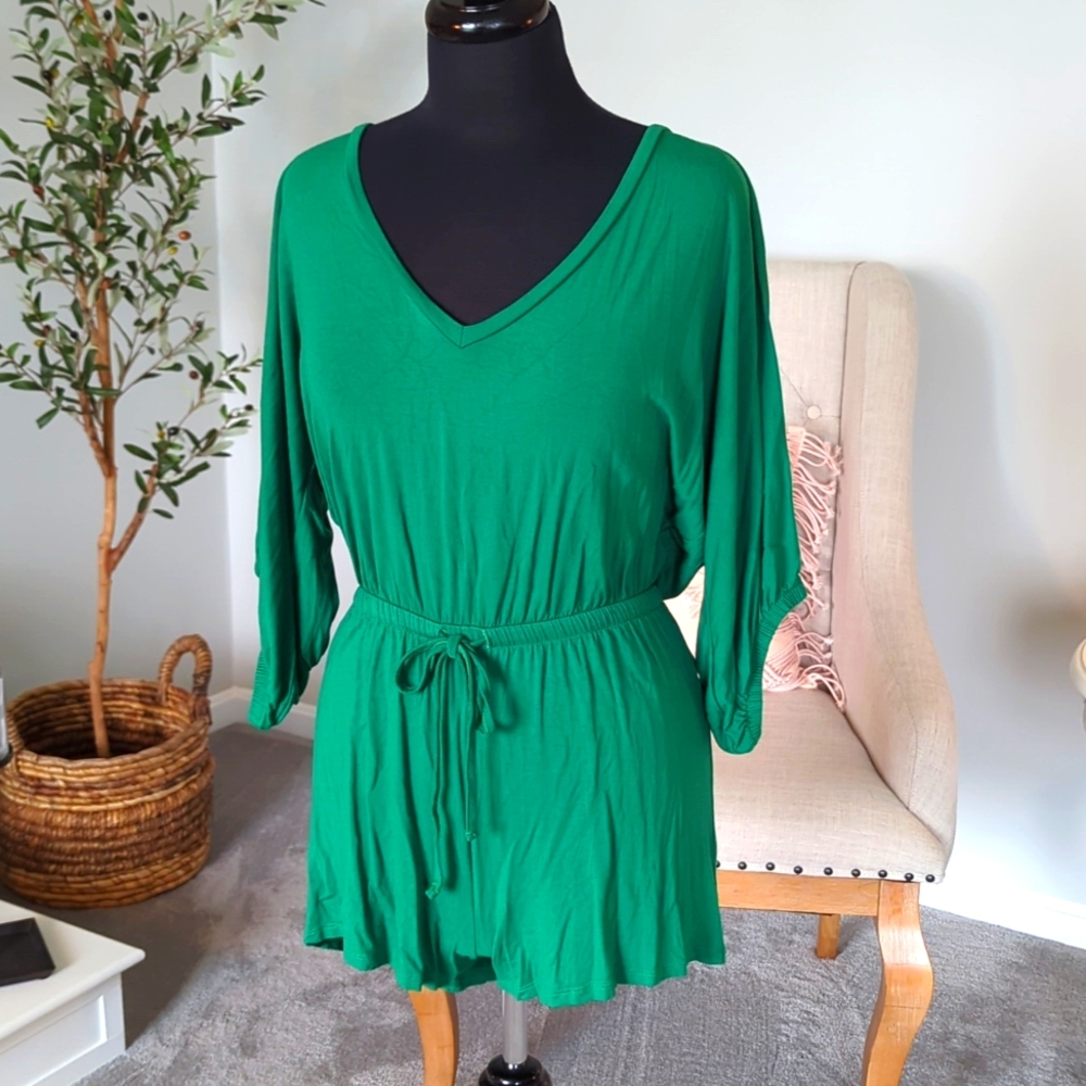 VENUS Green V-Neck Romper